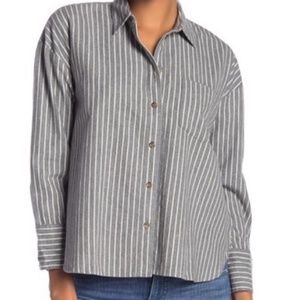 MADEWELL Grey White Stripe Flannel Westward Button Down